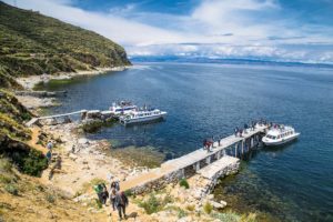 Bolivia. Soløya på Titicaca. Brygge. Foto