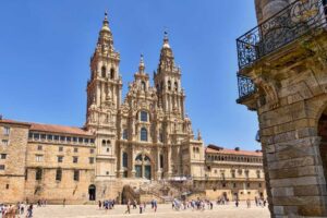 Spania. Santiago de Compostela. Katedralen og Plaza de Obradorio. Foto