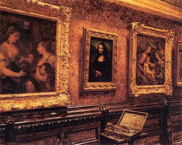 Maleri av Louis Beround. Monalisa i Louvre. 1911