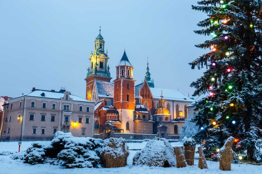 olen. Krakow. Wawel-slottet i juletid. Foto
