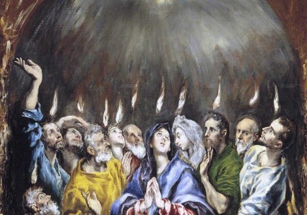 Pentecost. Utsnitt av El Gracos maleri fra Prado-museet i Madrid.