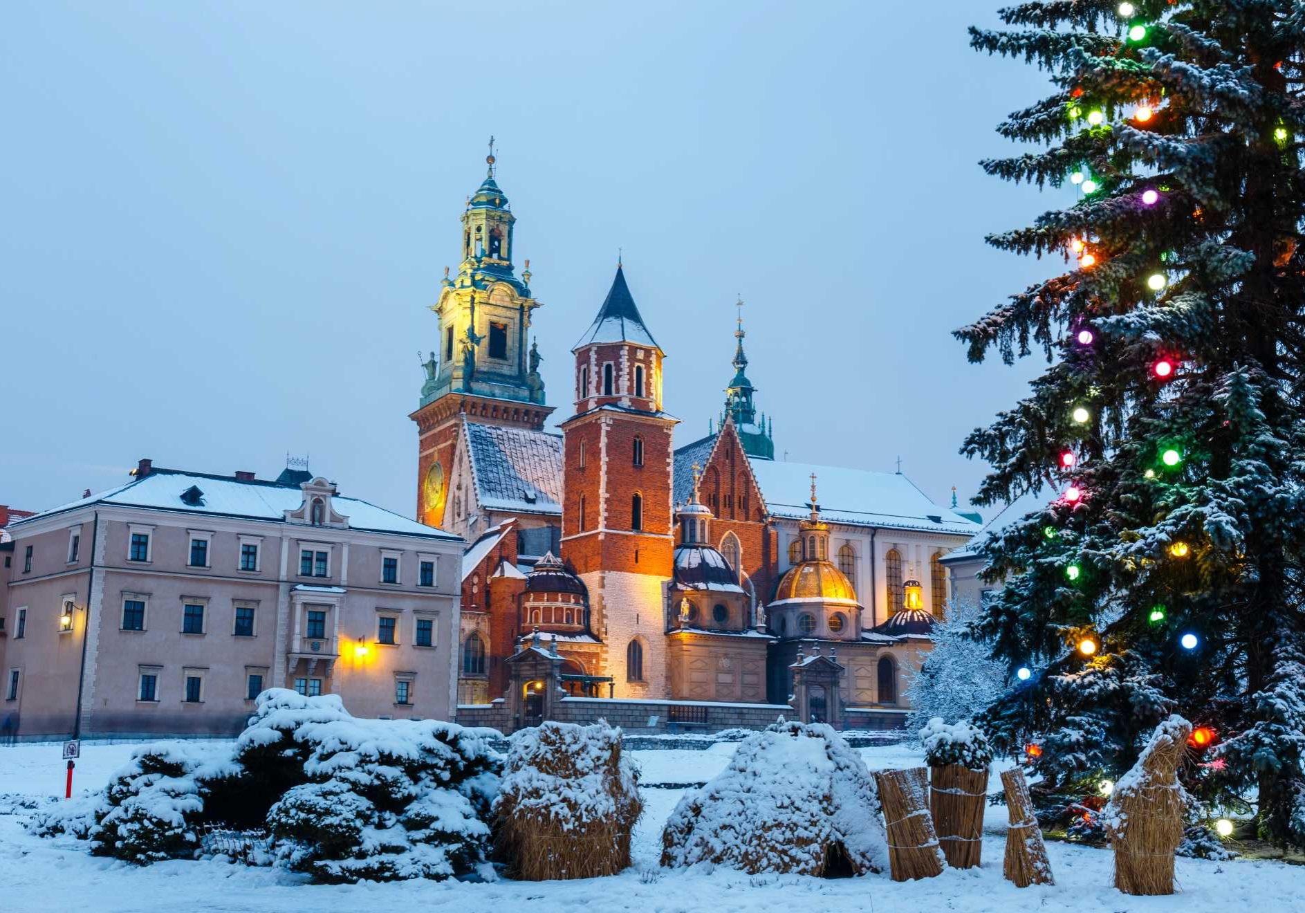 olen. Krakow. Wawel-slottet i juletid. Foto
